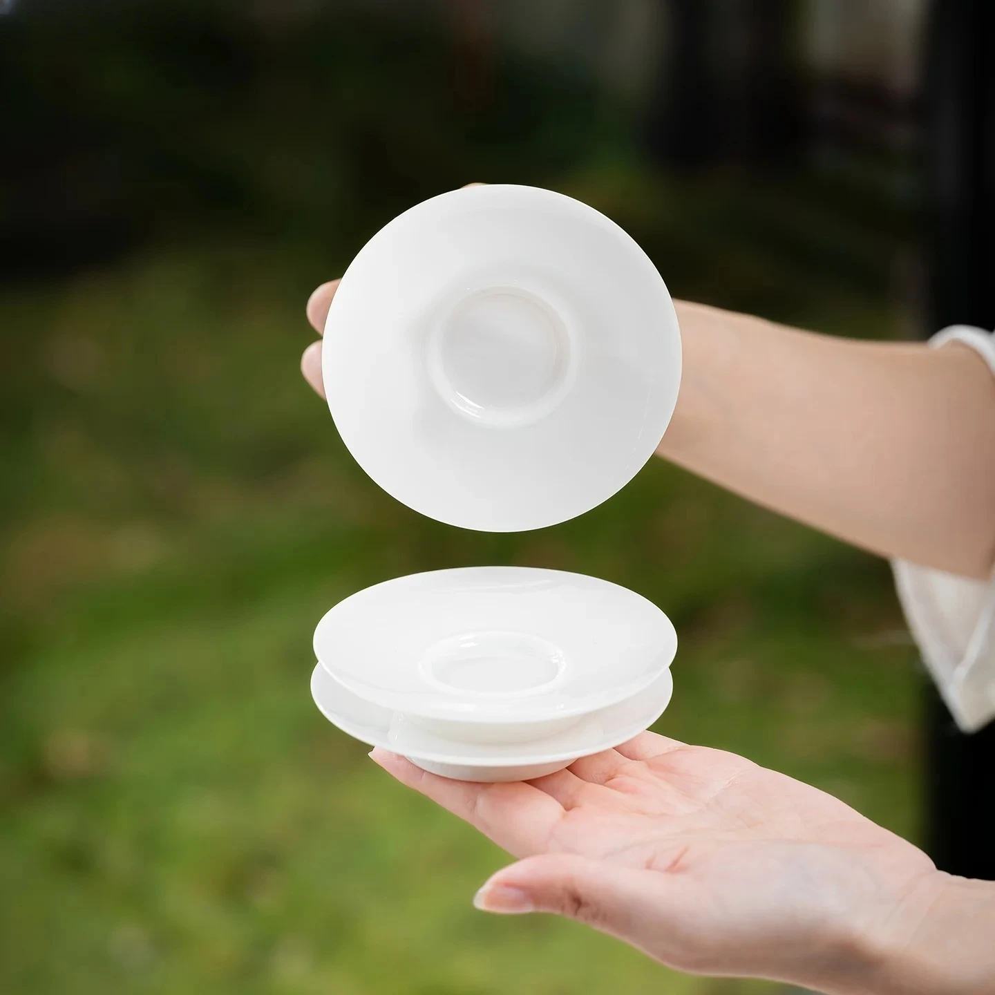 High-end Jade Porcelain Tea Coaster Tea Tray Accessories Tea Mat Personal Use Tasting Cup Master Cup Coaster Anti-drain