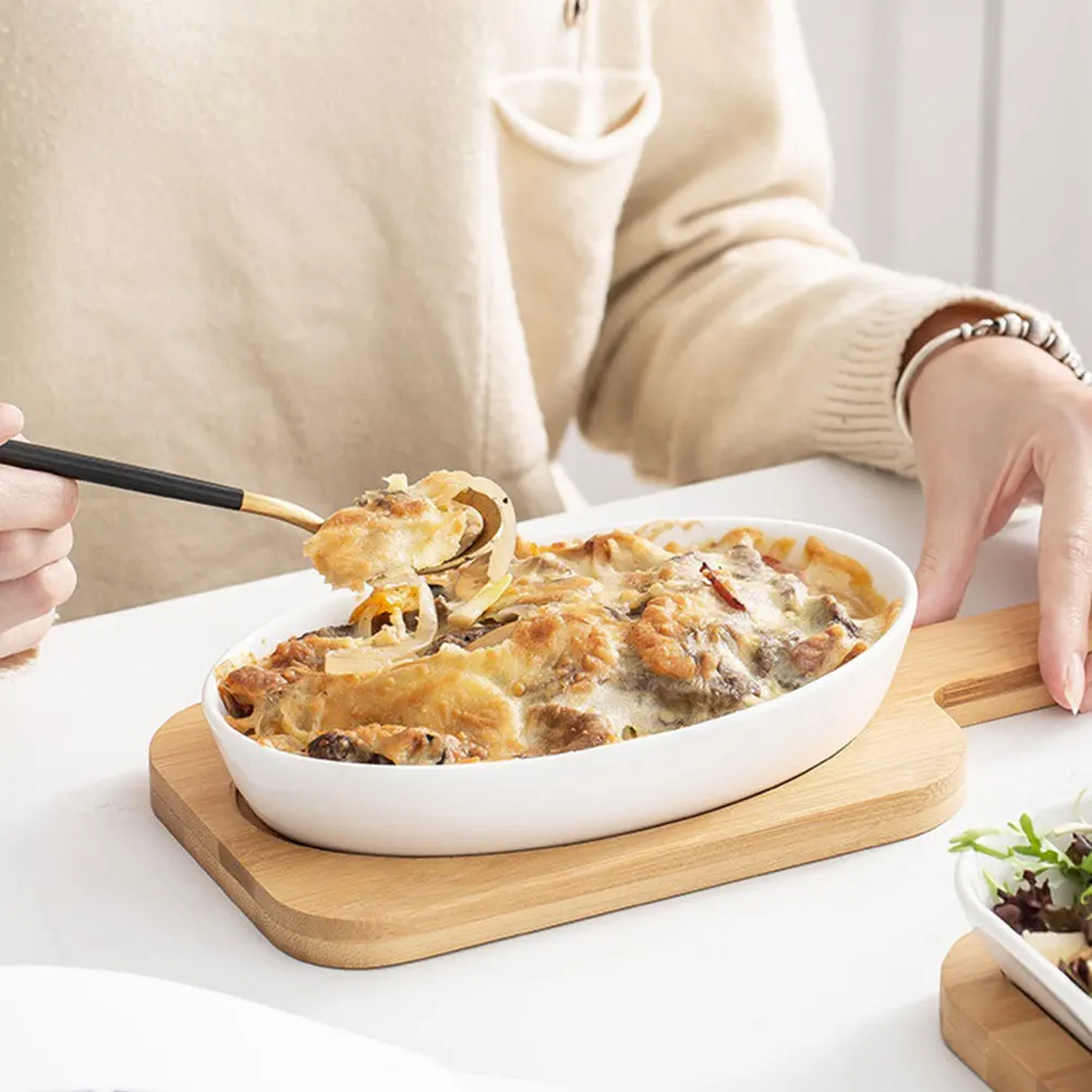 

Oval Baking Tray Ceramic Bakeware Set White Porcelain Oven Dish for Snack Food Salad Casserole Serving Household Kitchen Use