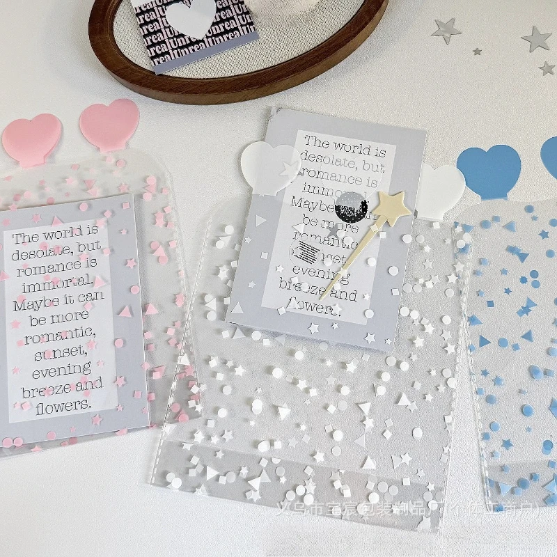 10sheet Ins Style Star Heart Flat Bottom Gift Bags Candy Packaging Pouch for DIY Handmade Kraft Bag for Journaling Supplies