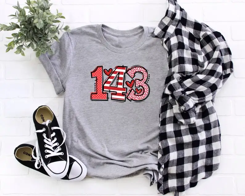 143 Valentines Day shirt, I love You Shirt, Happy Valentines Day Shirt, Couples Matching Gift Cute gift for her 100% Cotton y2k