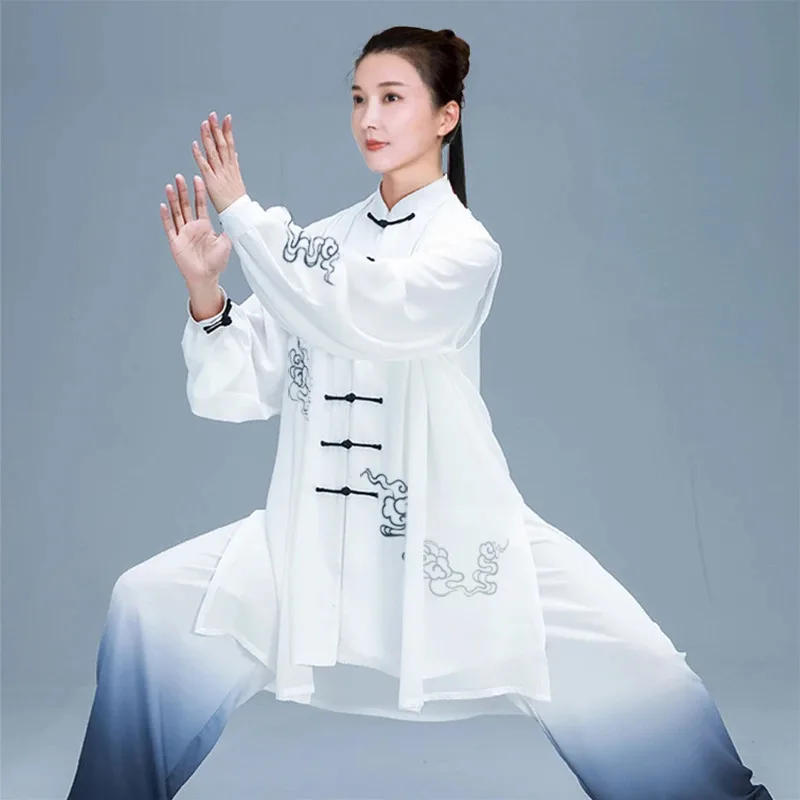 

High Quality Chinese Traditional Taiji Uniform Woman Long Sleeve Wushu TaiChi KungFu Clothing Wushu Martial Arts Wing Chun Suit