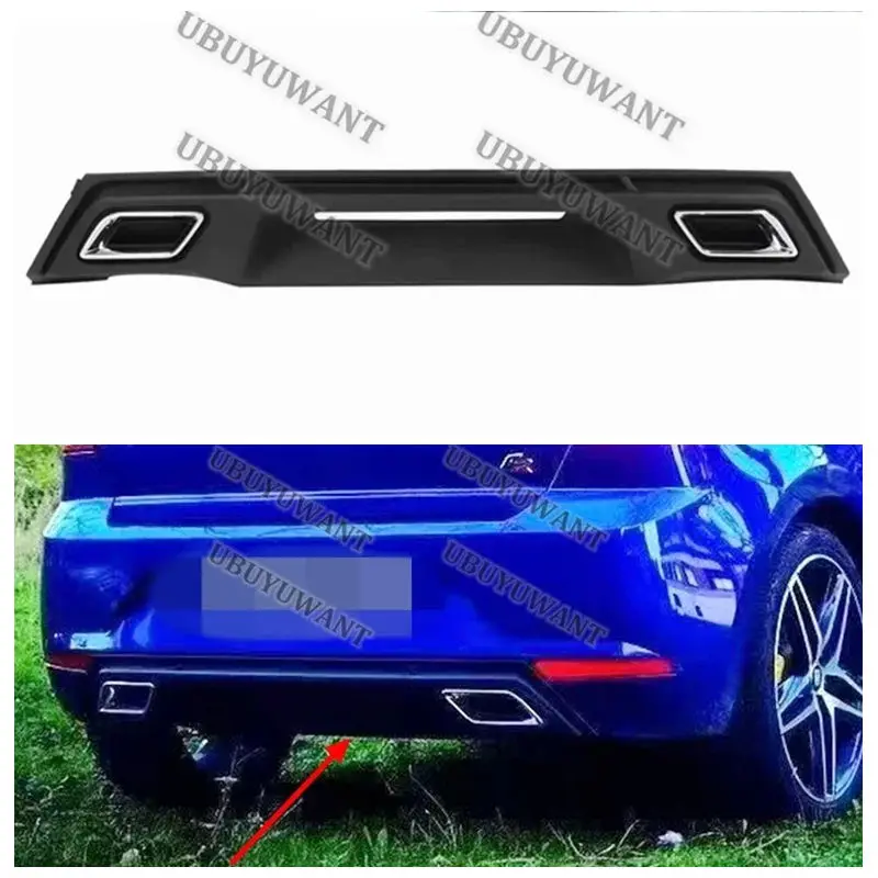 For Seat Ibiza MK5 6F 2017 2018 2019 2020 2021 Rear Bumper Diffuser Body Kit Accessories FR Style Matt Black Chrome Tips