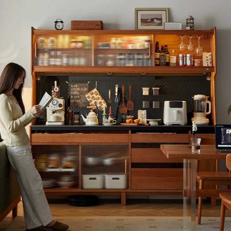 

Side cabinet Japanese solid wood slate cherry wood wine cabinet restaurant integrated wall storage cabinet