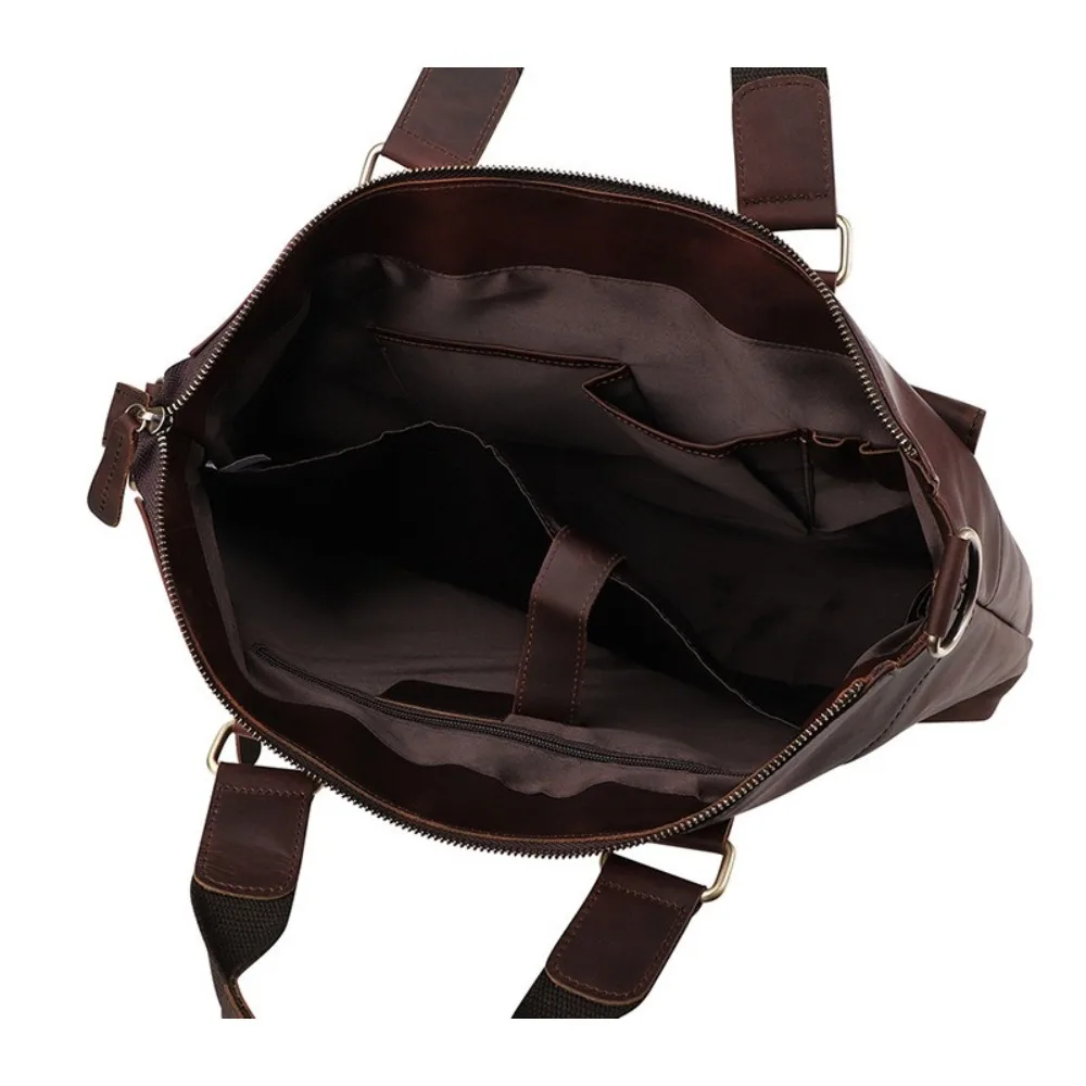 Leather Men's Premium Handbag Retro Shoulder Bag Versatile Fashion Business Computer Handheld Briefcase Versatile Simple High