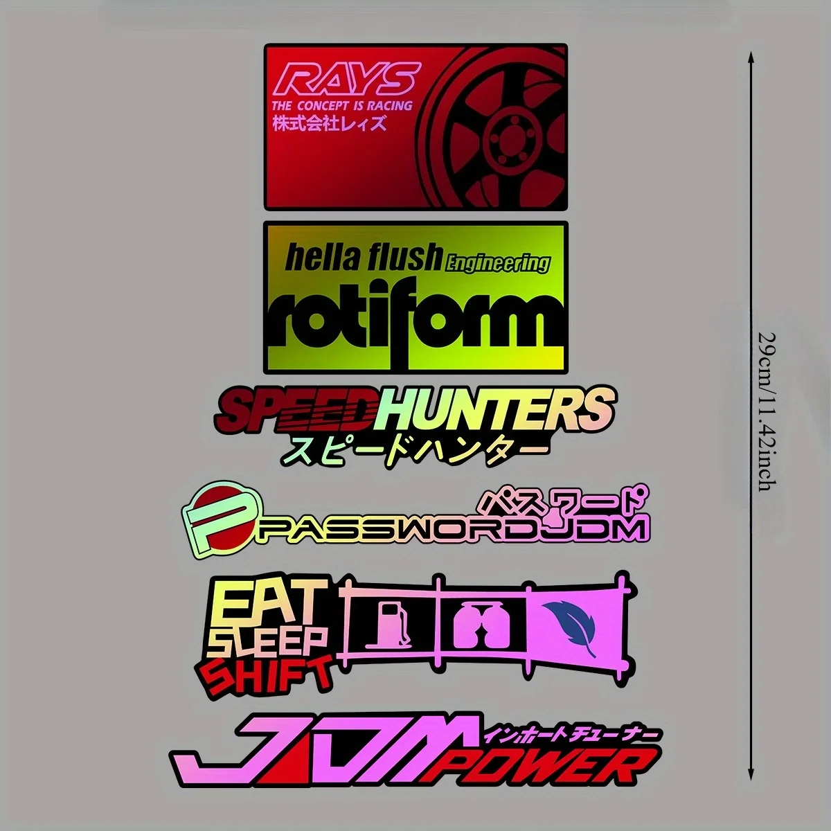 JDM Sticker Pack - RAYS, Rotiform, Speedhunters Logos, Holographic Vinyl Decals for Cars & Motorcycles