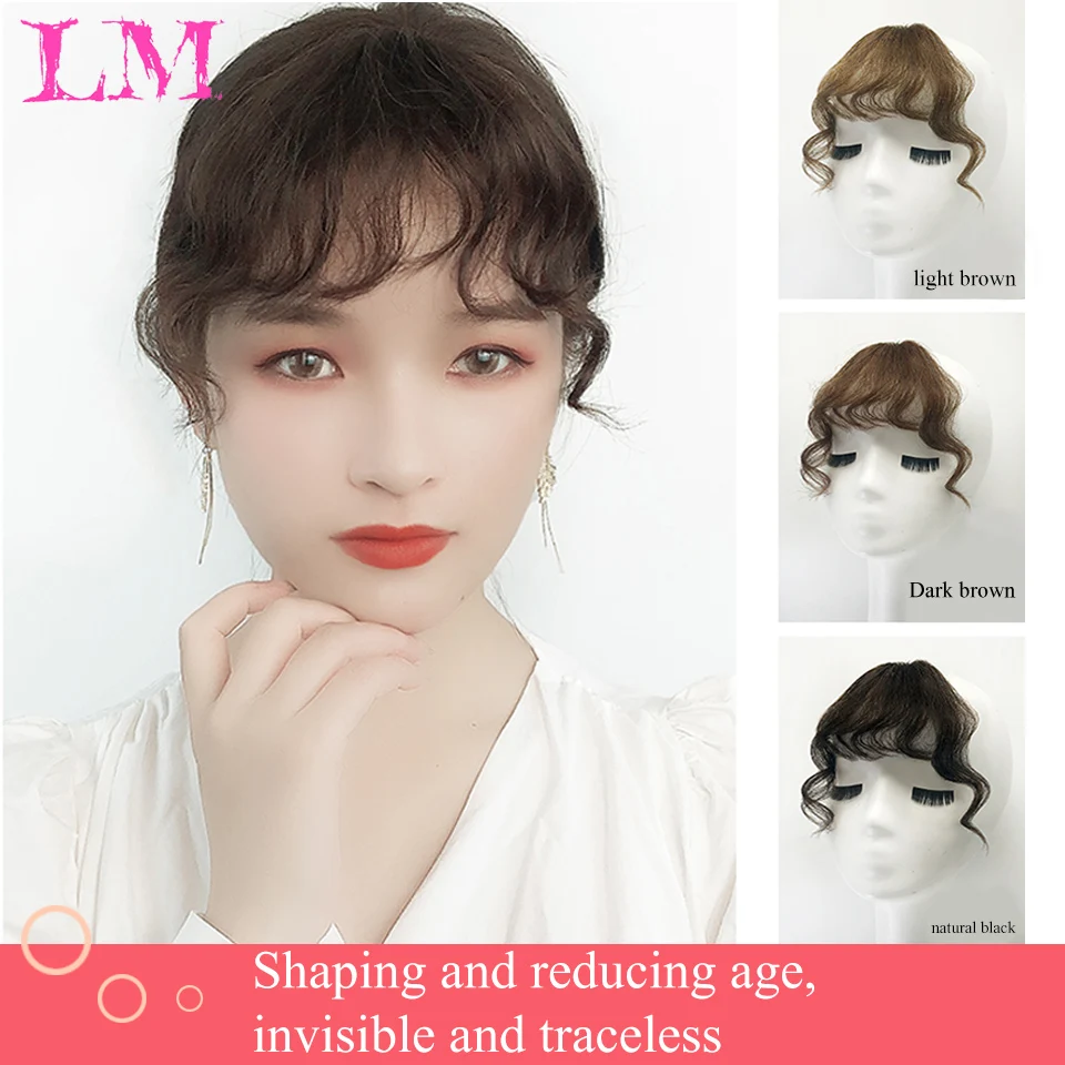 Synthetic Hair Clip In Bangs Brown Colored Invisible Front Fringes Clip in Hair Air Bangs Natural Black Fake Hair Bangs For Girl