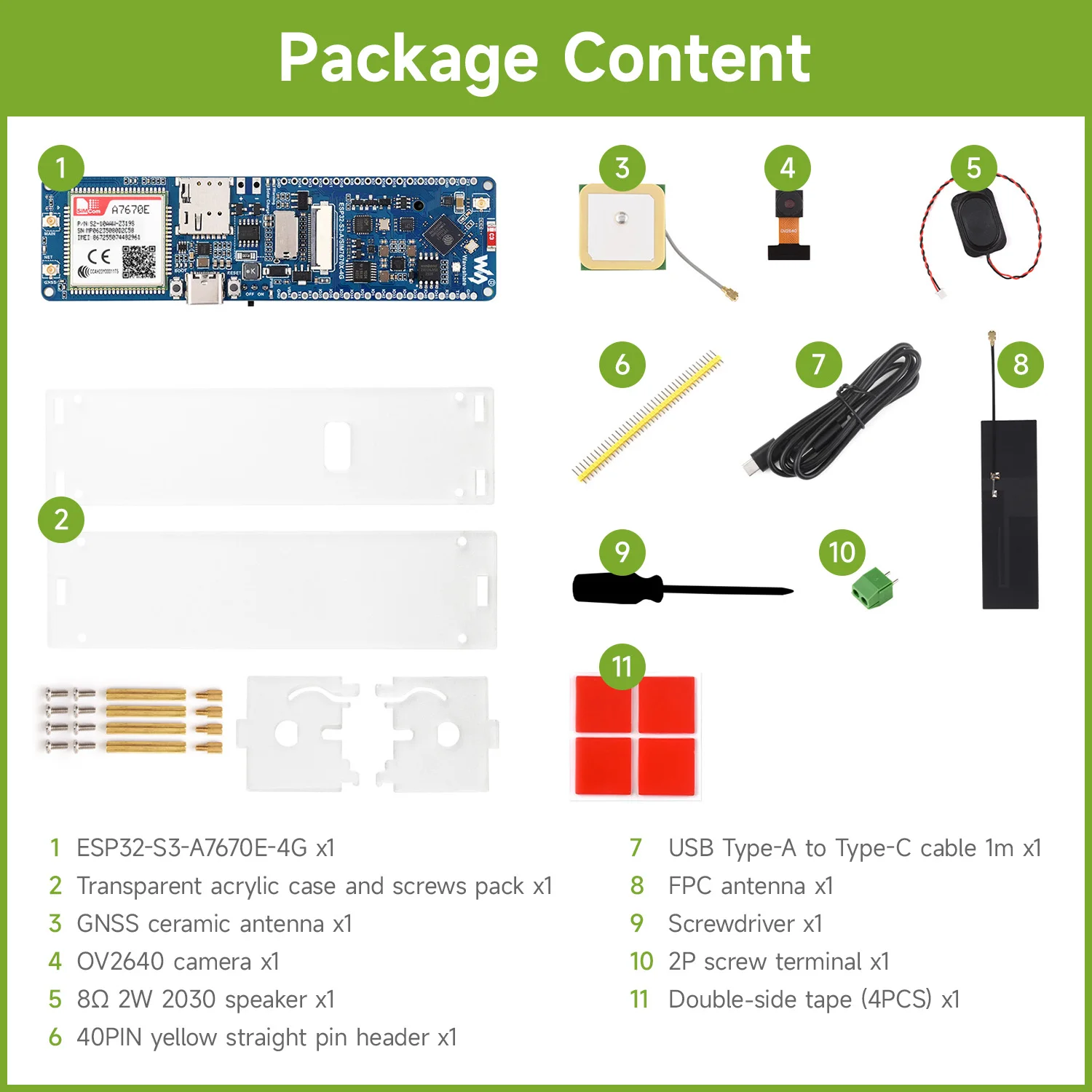 Waveshare ESP32-S3 A7670E 4G 개발 보드, LTE Cat-1 / 2G / WiFi / Bluetooth /전화 통화/SMS/GNSS 포지셔…