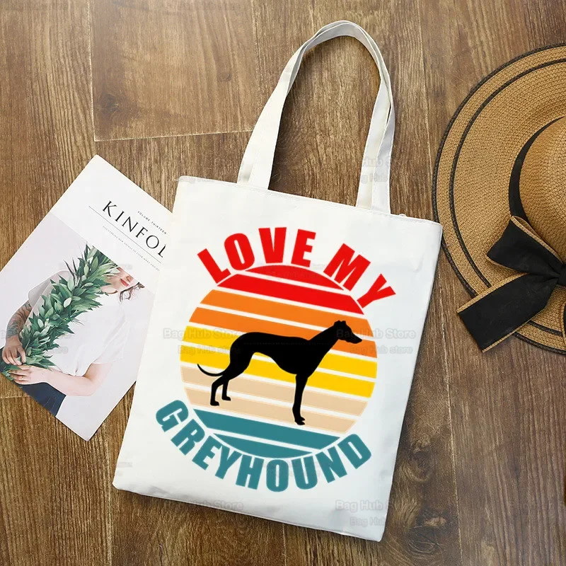 Greyhound Dog Crazy Greyhound Lady Boodschappentas Kruidenier Shopper Jute Tas Tote Bag Shoping Herbruikbare Bolsa Compra Sacolas