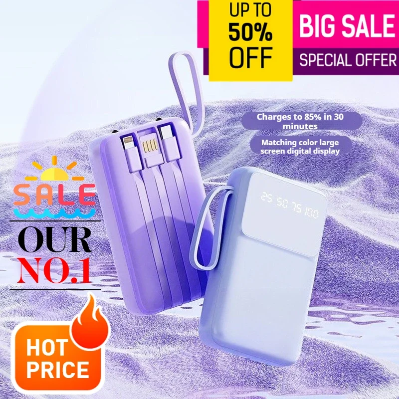 

10000mAh portable with built-in three wire power bank and mobile power bank