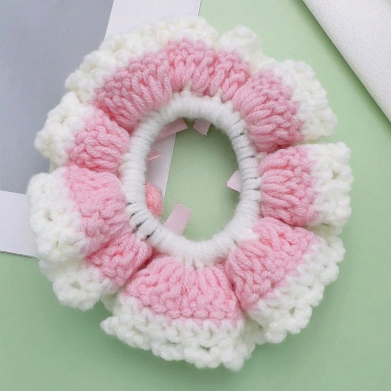 Delicate Yarn Crochet Hair Ornament Hair Scrunchie for Weddings and Parties DXAA