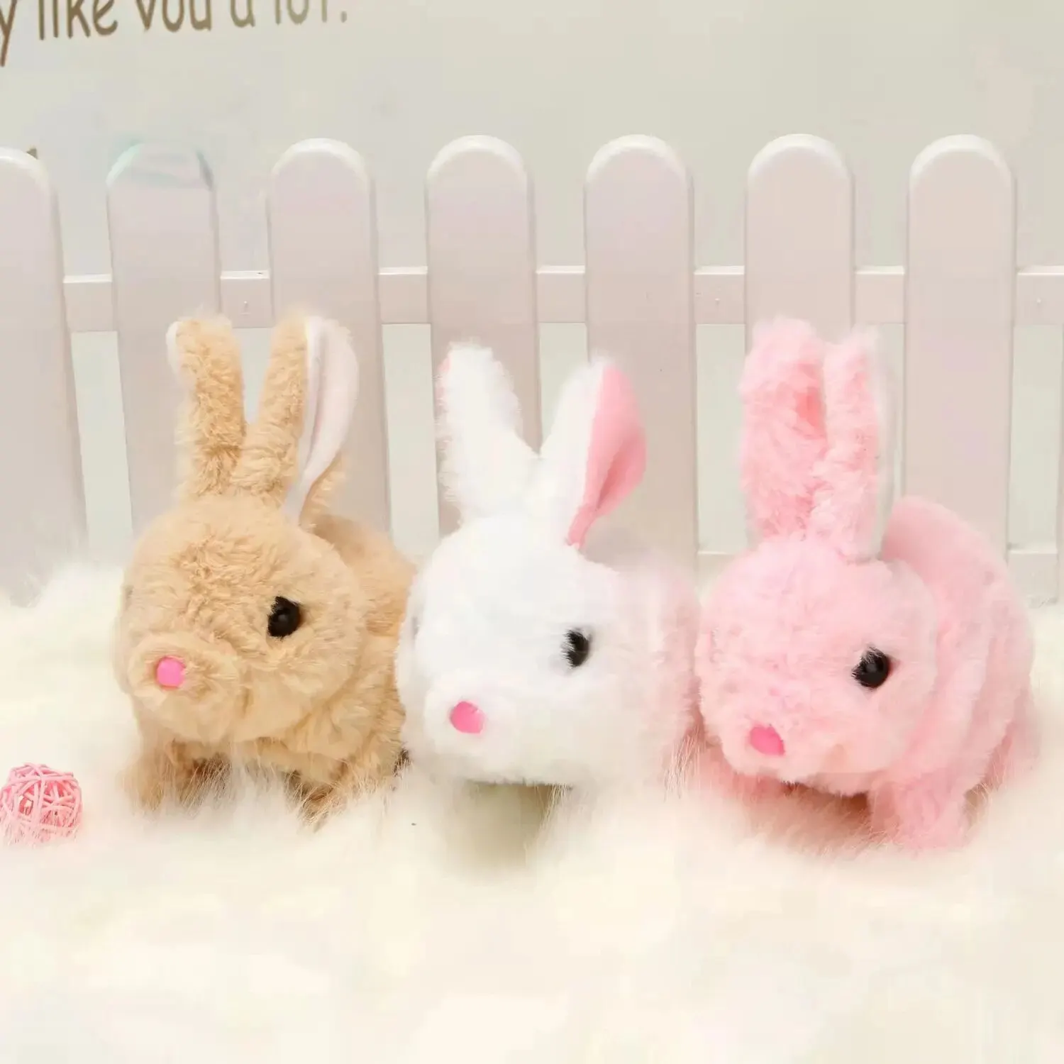 Long-haired Bunny Electric Plush Toy Soft Plush Simulation Shape Small Animal Doll Battery Interactive Children\'s Favorite Gift