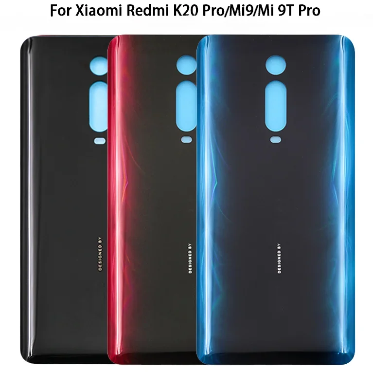 Tampa traseira da bateria para Xiaomi Mi9T, Mi 9T Pro, K20 Pro, caixa de caixa de bateria da porta traseira de vidro,