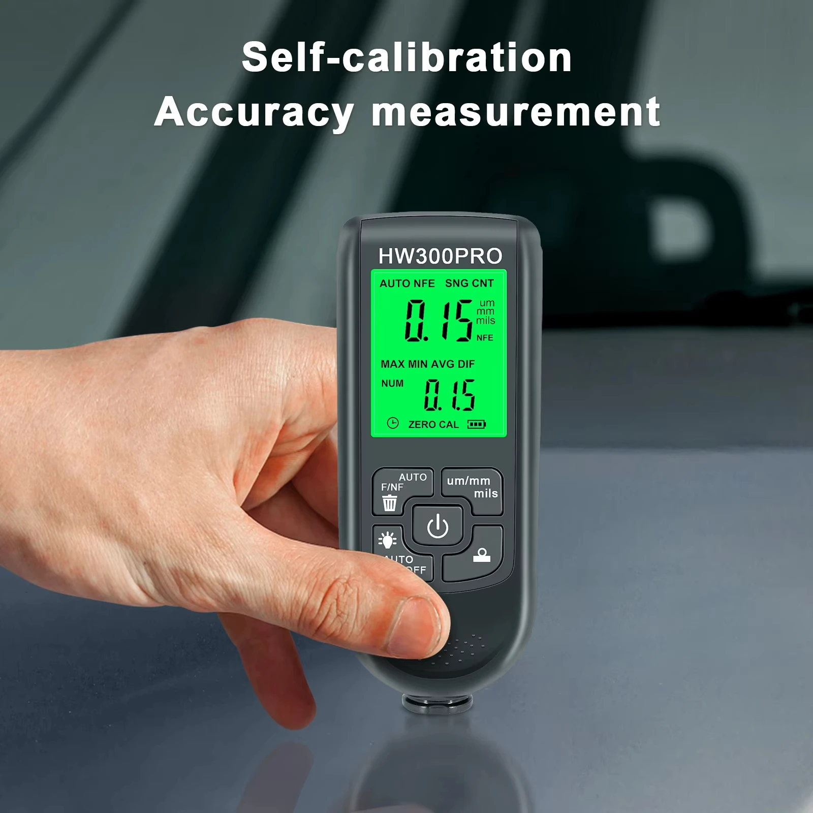 HW300PRO Coating Thickness Gauge 0‑2000UM Automotive Paint Film Tester Car Coating DFT Meter Auto Paint Measuring Diagnostic Too