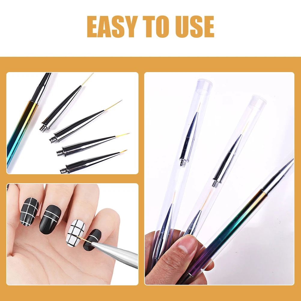 

5 Sizes Replacement Heads Nail Art Pen Set Thin Brushes Line Liner Pens Salon Supplies Manicure Tools Drawing Patterns