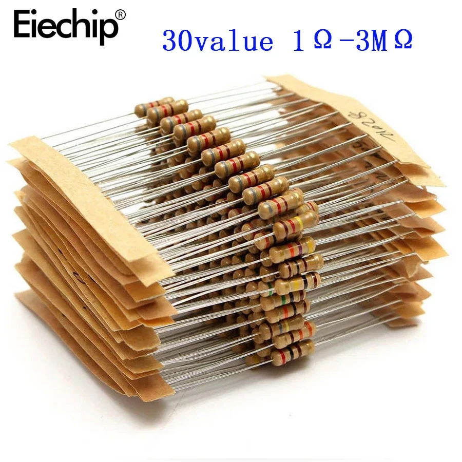 300 sztuk wartość 30 zadzwonił 1ohm-3M ohm 1/2W węgla folia metalowa asortyment rezystorów zestaw nowy 30 wartości rezystora gorąca sprzedaż