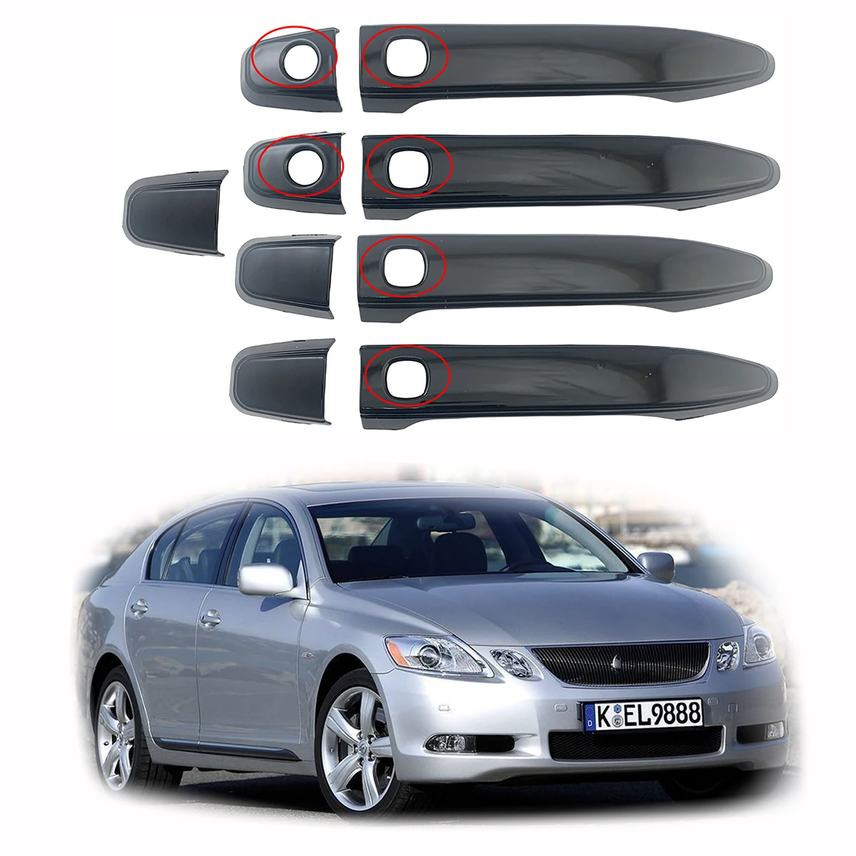 

Gloss Black Car Accessory Door Handle Bowl Covers Trim Paste Style For Lexus LS430 LS 430 2001 2002 2003 2004 2005 2006