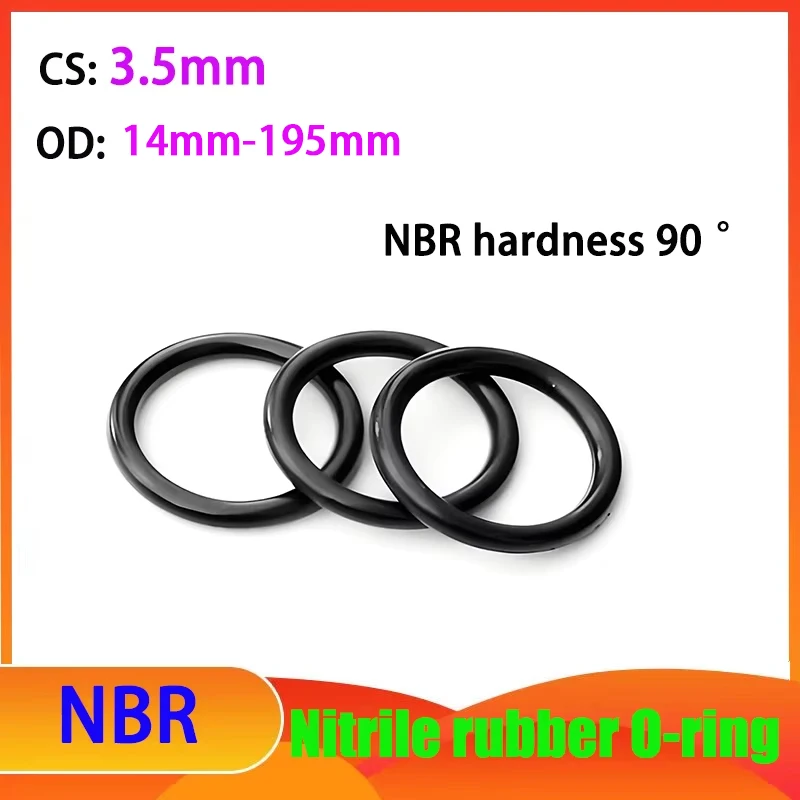 

NBR Hardness 90 °CS 3.5mm Black Nitrile Rubber O-ring Oil Seal Sealing Ring Temperature Resistance Resistant Gasket OD14mm-195mm