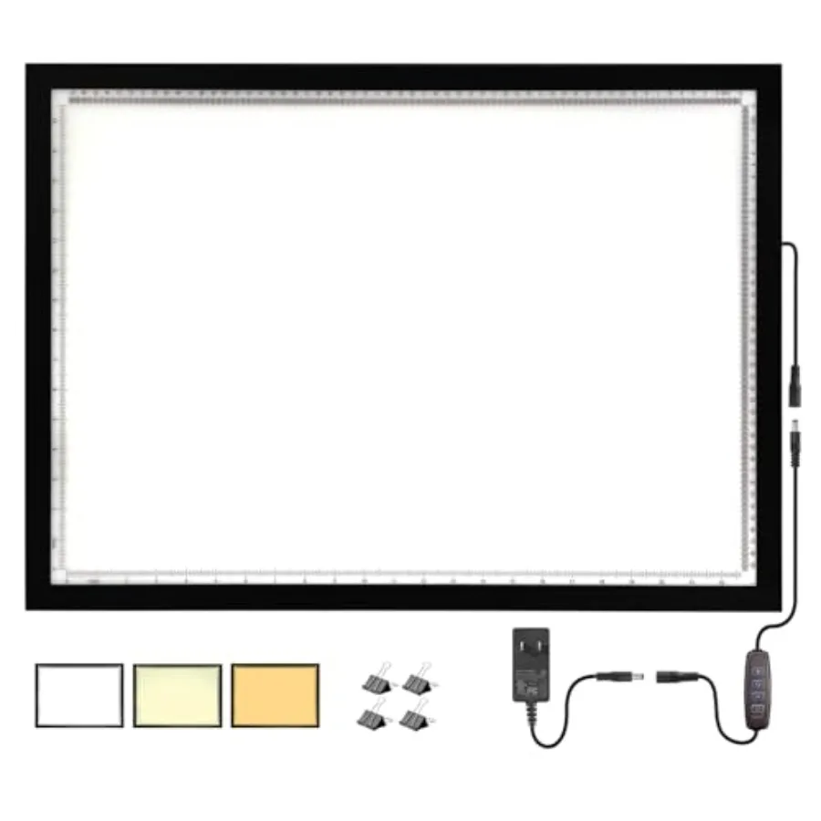 10000+ LUX High Bright Light Pad A2 3 Colors Light Board with UL Adapter. 10 Levels/Stepless Dimming for Diamond Painting Traci