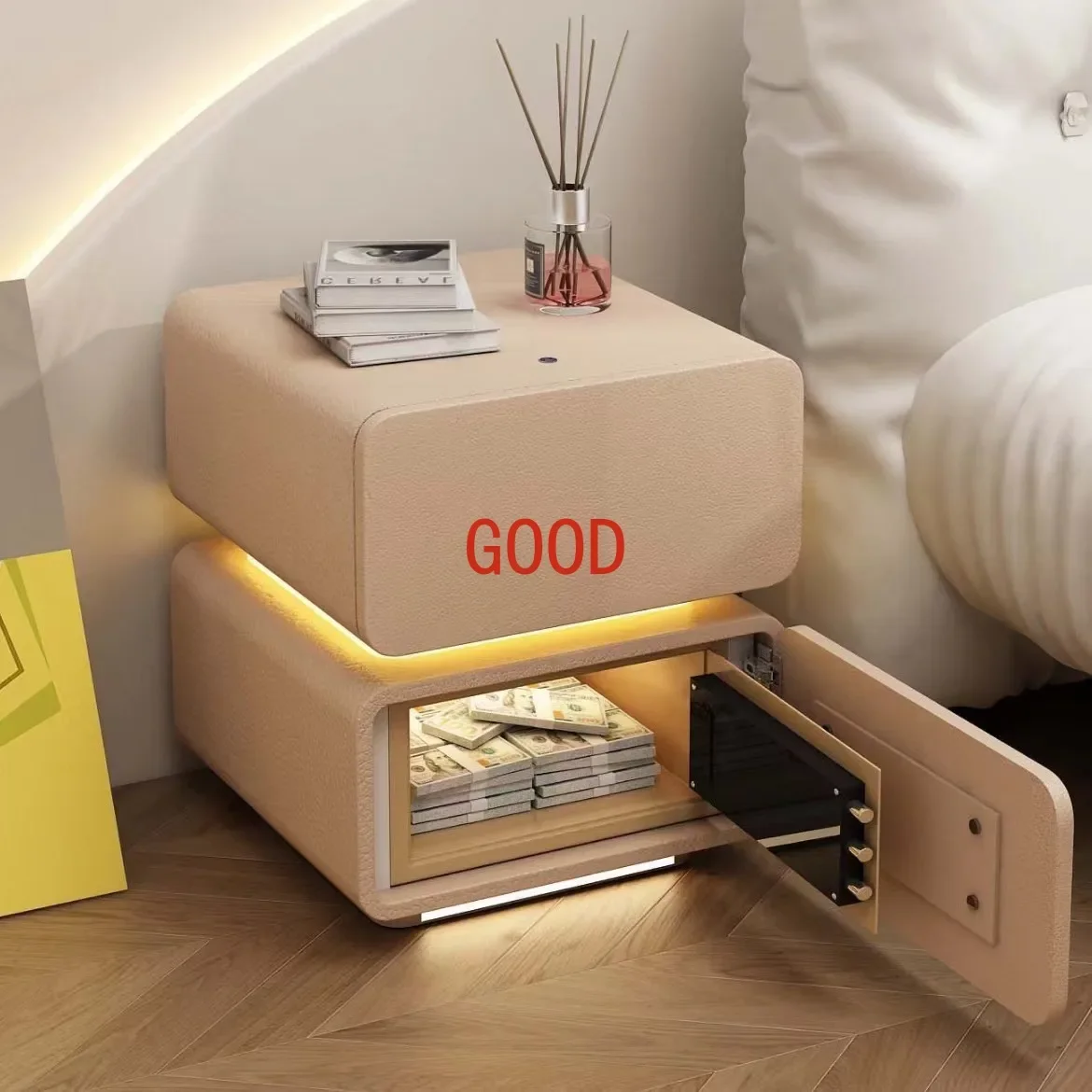 2024 New Nightstand Touch Light Sensor Floor Light  Safe Nightstand Minimalist Modern And Versatile Floating Design Nightstand