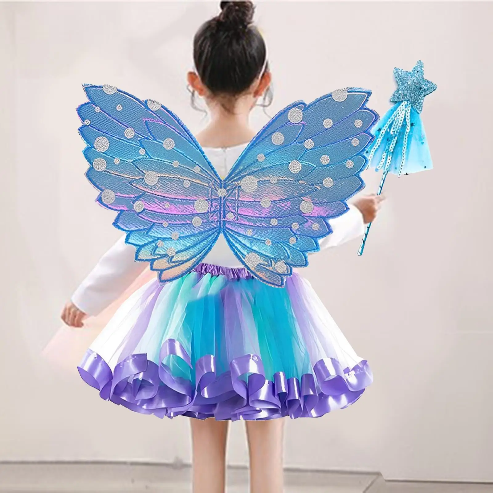 Fairy Costume Set Girls Fancy Dress up Butterfly Fairy Wing Wand Skirt Cosplay