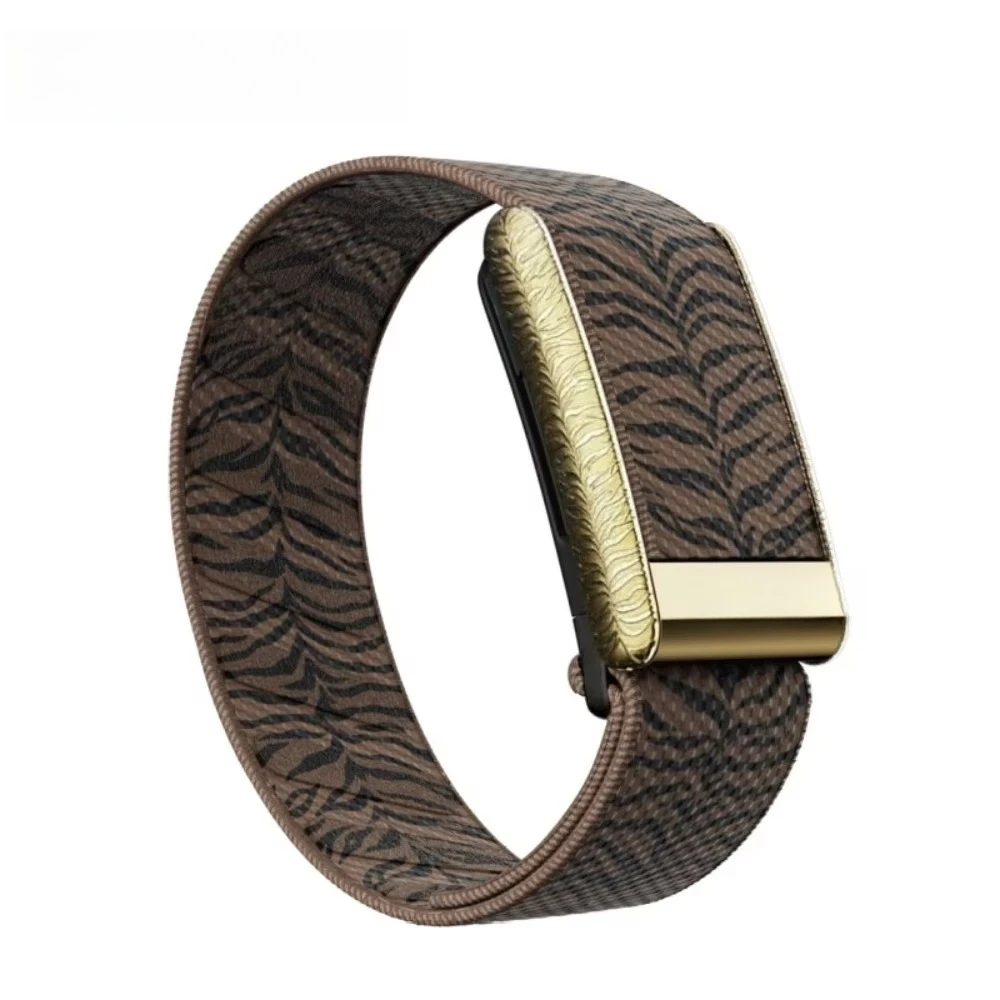 For WHOOP 5.0 MG Leopard Print Nylon Strap Skin Friendly Sport Band with Rubber Loop Comfortable Replacement Wristband