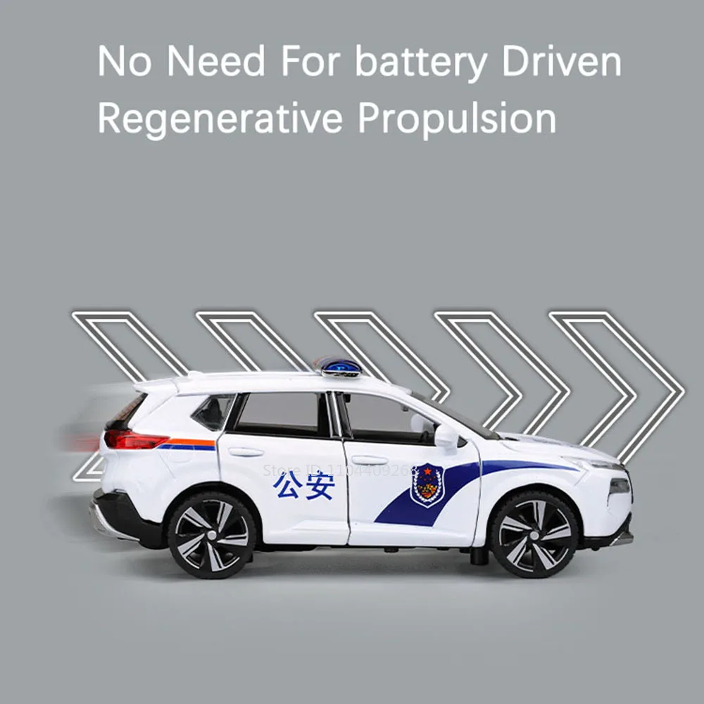 X-trail – voiture de Police, échelle 1:32, modèle SYLPHY, jouet en alliage moulé sous pression, portes ouvertes, modèles de véhicules à traction, lumière sonore, cadeaux pour garçons