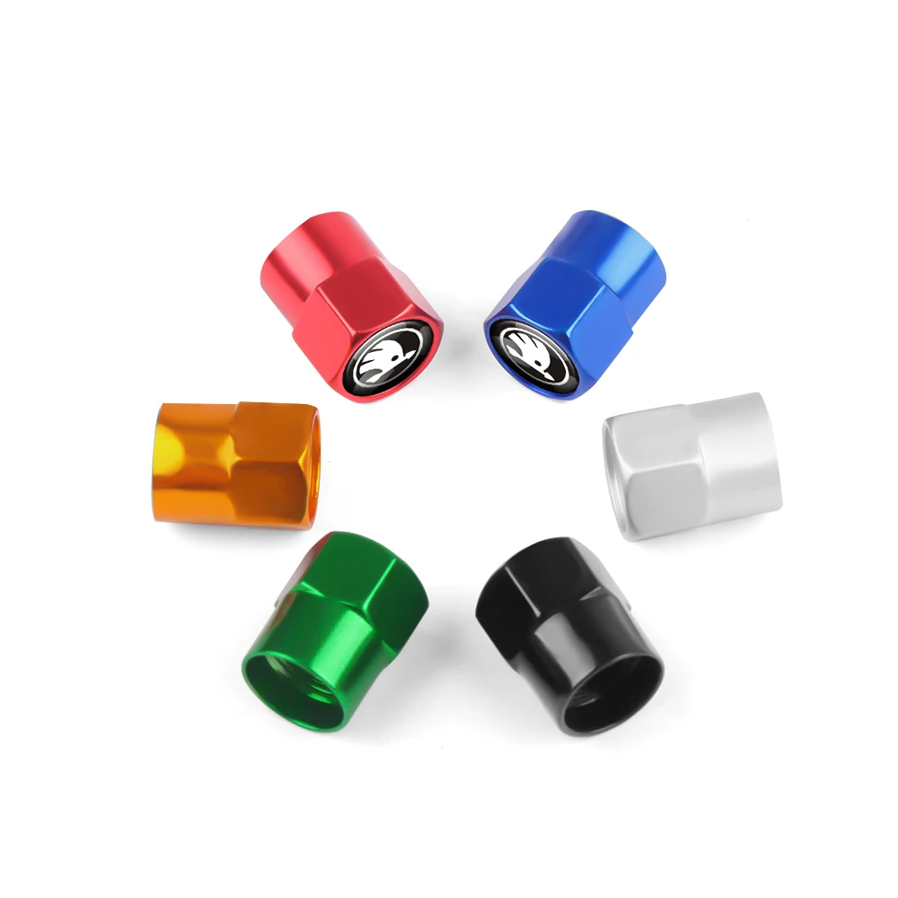 4pcs Car Wheel Tire Valve Stem Caps Cover Auto Accessories For Skoda Yeti Fabia Octavia 3 2 a5 a7 Kodiaq Karoq Rapid Superb 2 3