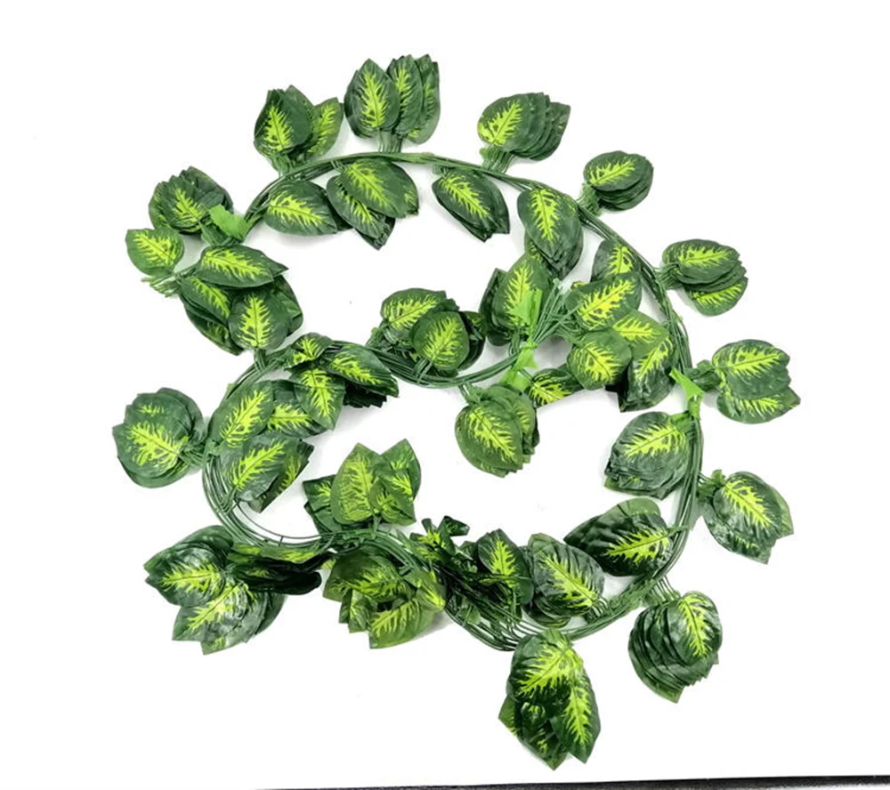 2.1M 12 Pcs Artificial Plant Green Ivy Leaf Garland Silk Wall Hanging Vine Home Garden Decoration Wedding Party Fake Leaves