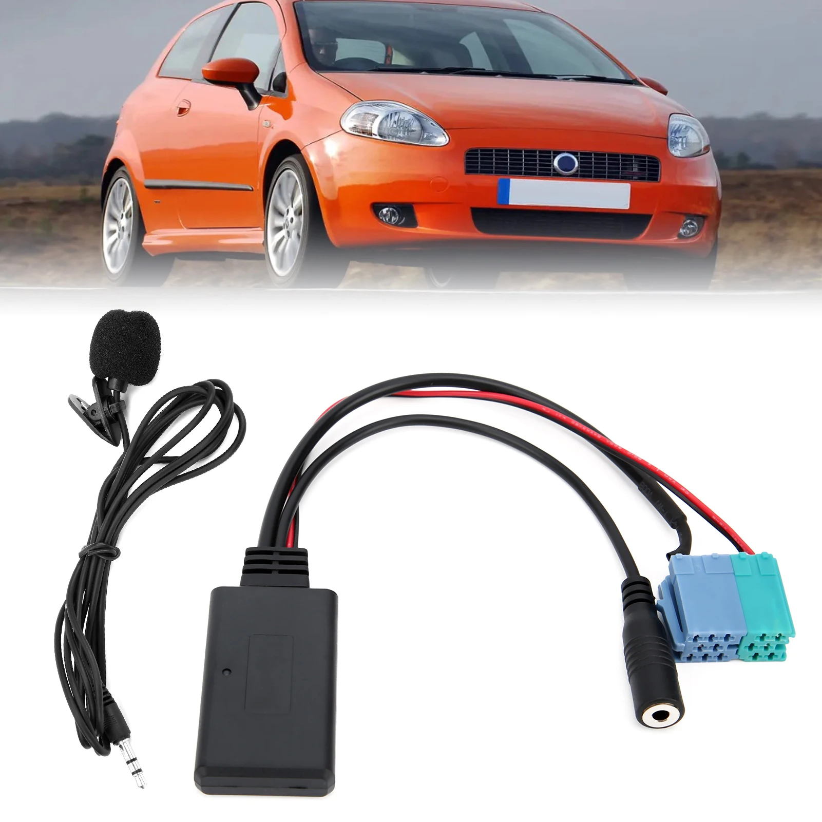 Microphone Adapter Auxiliary Audio Cable Bluetooth 5.0 DC 12V Replacement for Fiat Grande Punto