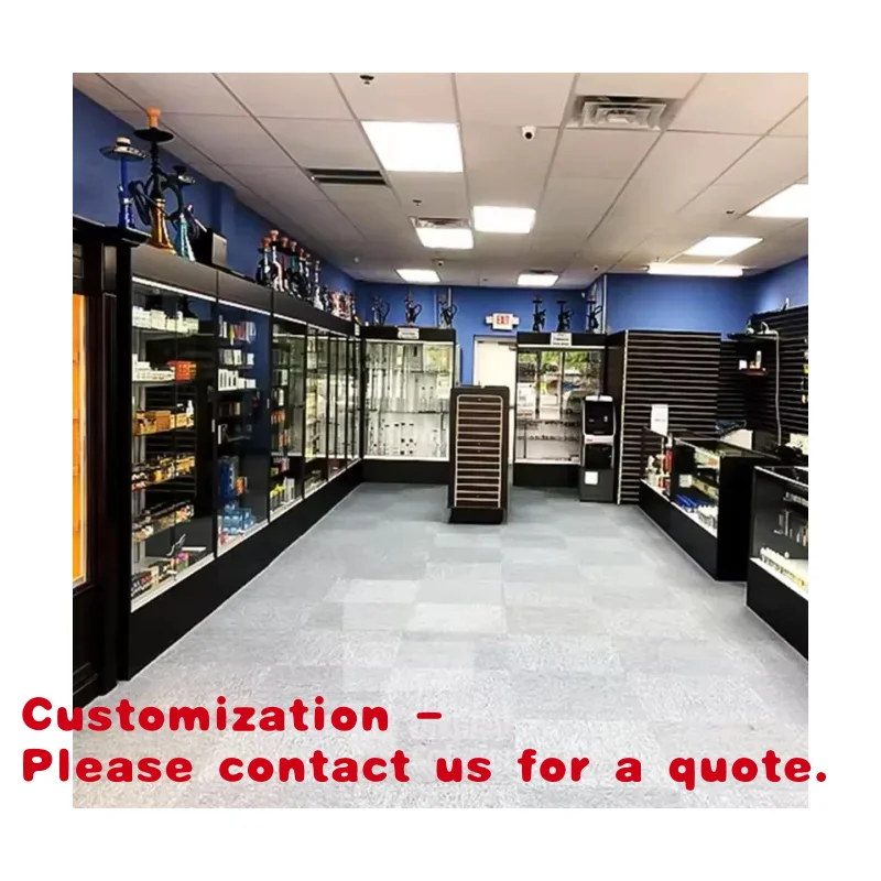 

Customize.48 Inch Factory Made Wood Wall Shelf Display Retail Shop Smoke Shop Showcase Sliding Door with Led Shelving
