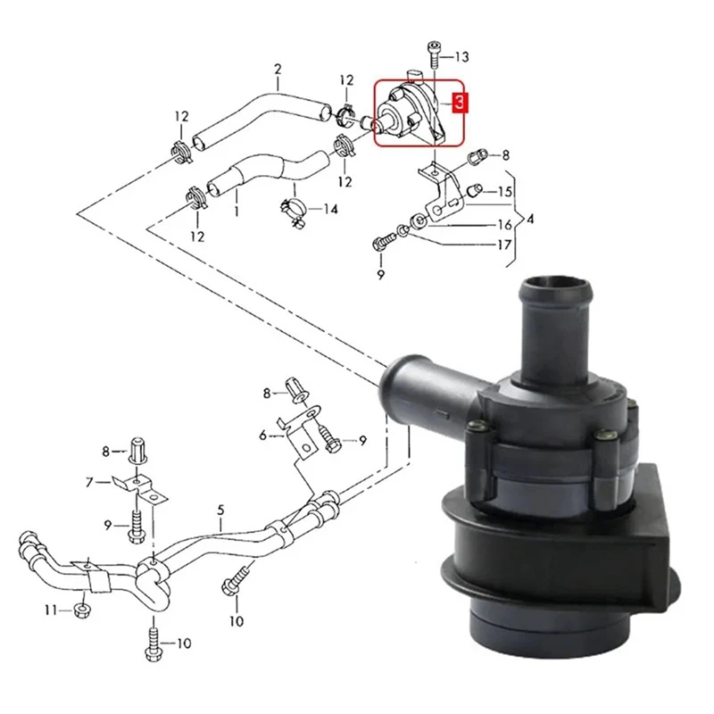 New High Quality Auxiliary Coolant Water Pump 7H0965561A 7H0965561B 7H0965561 For Volkswagen Multivan T5 Sharan