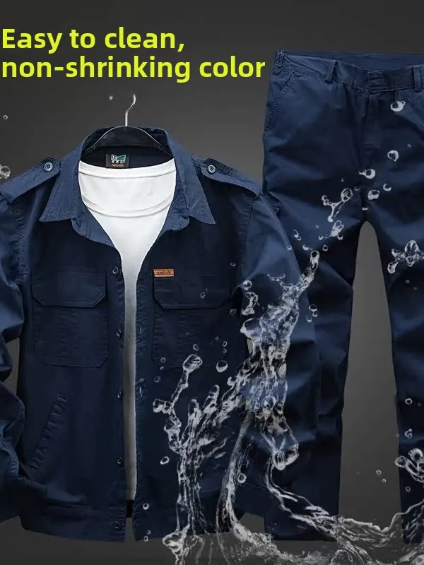 Summer Work Uniform Set Men's Thin Camouflage Labor Protection Clothing Cotton Welding Site Electrician Welding Workwear view 3