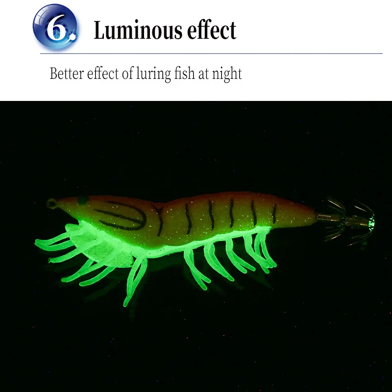 Glow Shrimp Squid Lure Set 5