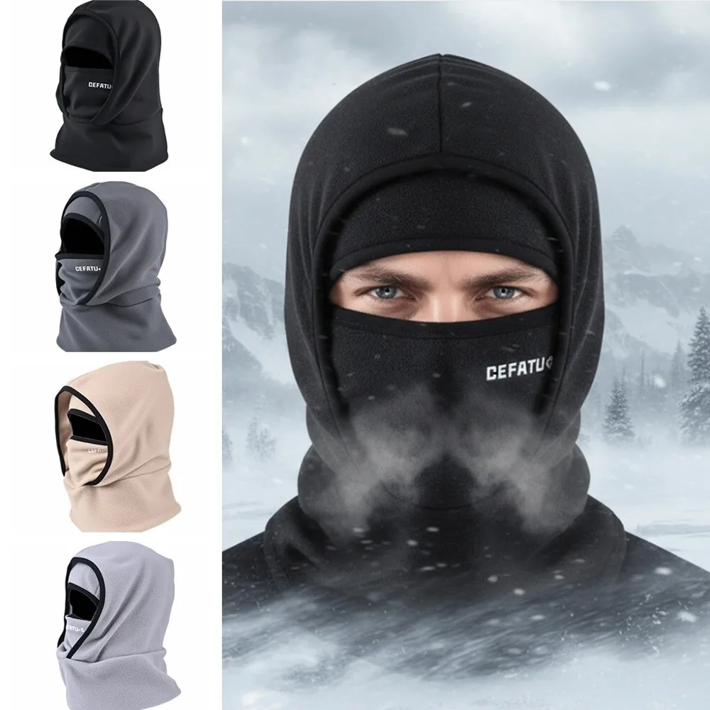 

Double Layer Balaclava Cycling Cap Fleece Cold-proof Warm Hat Mask Thermal Neck Protection Ski Windproof Cap Outdoor Sports
