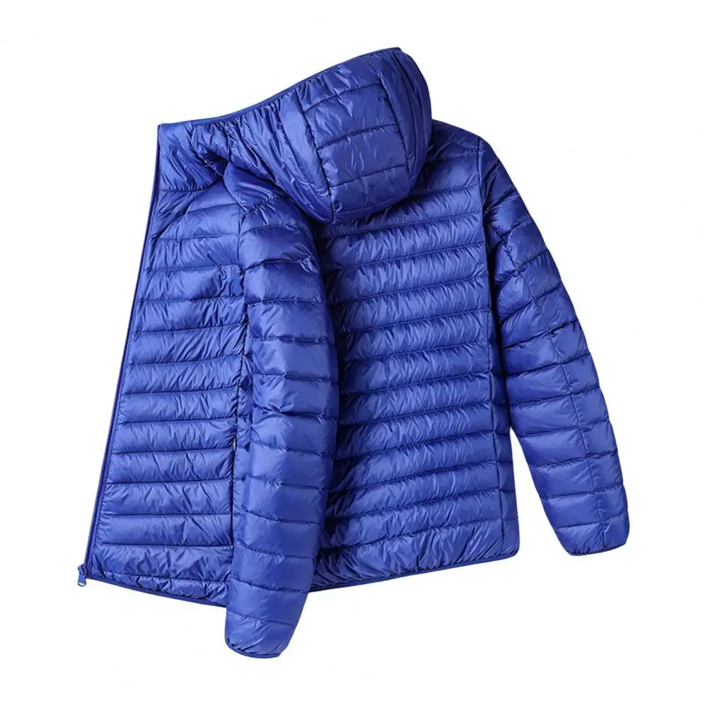 

Men Winter Coat Polyester Men's Winter Cotton Coat with Hood Pockets Lightweight Weather Outerwear for Men Long Sleeve Solid