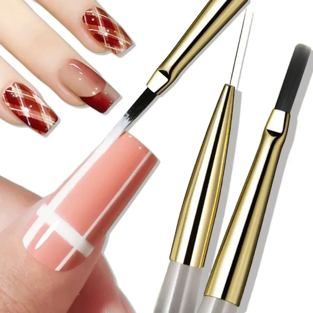 Caneta para Nail Art com Padrão Xadrez Francês Durável, Pincel Profissional para Detalhes e Linhas Finas, Pincéis Delineadores para Nail Art para Esma
