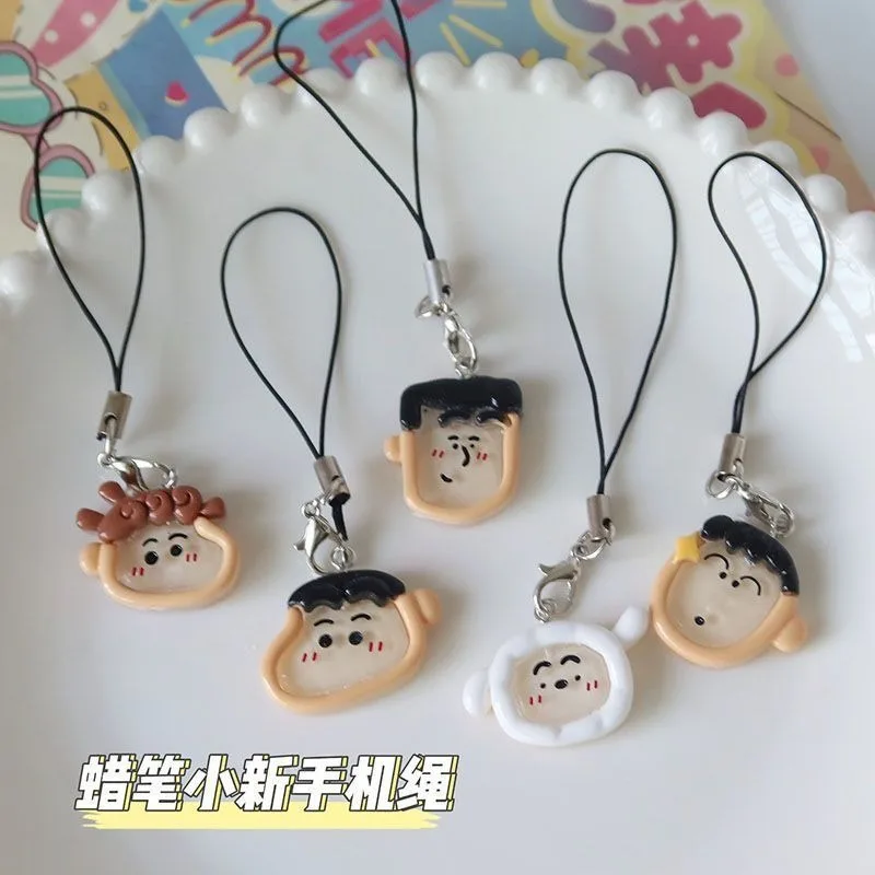 Cute Crayon Shin-chan Xiaobai Mobile Phone Rope Resin Ins Girl Heart Schoolbag Lanyard Cartoon Anime Fashion Pendant Gift Toy view 2