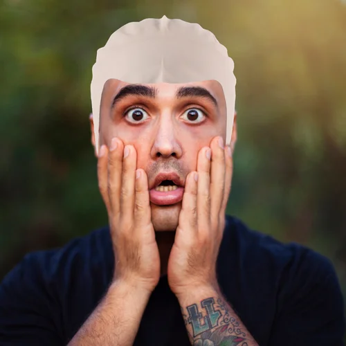 Imagen 2 del producto Sombrero de látex para adultos, gorros de cabeza calva, disfraz, maquillaje de Halloween, juego de rol, piel falsa, accesorios de diymask para niños