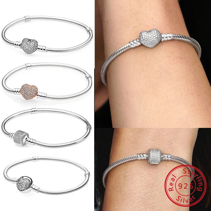 S925 silver Panjia high quality Moments bright heart and snake bracelet, suitable for wearing at parties