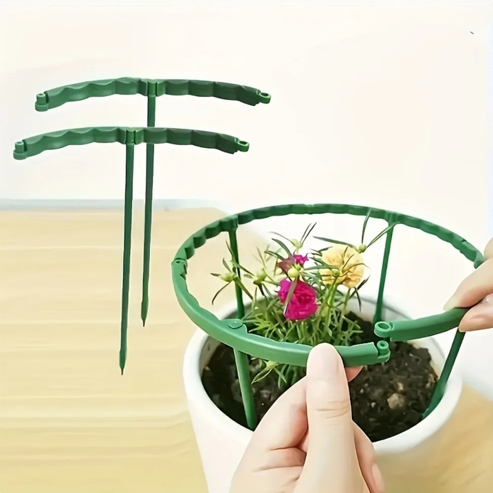 Plant Support Stakes Half Round Garden Plant Supports Plastic Plant Cage Holder for Potted Plants Prevent Drooping Reusable