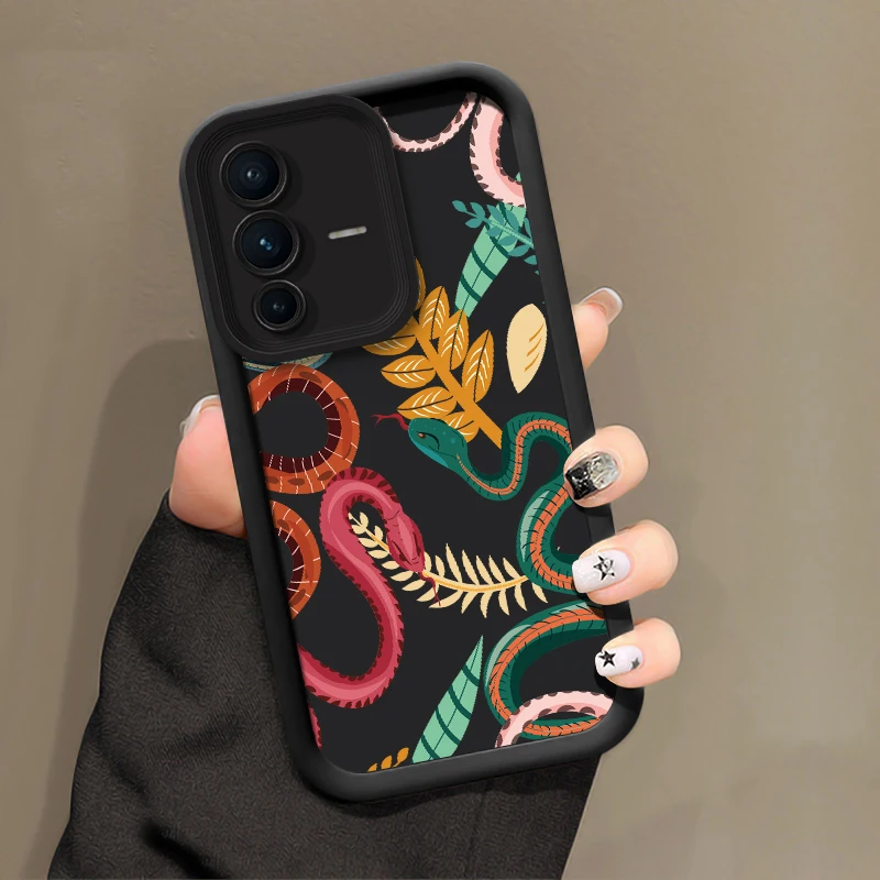 Luxury Snake Print Phone Case For Vivo V70 FE V60 Lite V50 V40 Pro V30 SE V30E V29E V29 V27E Silicone Matte Shockproof Cover view 4
