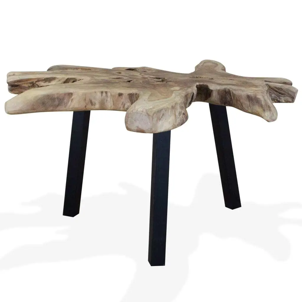 Table basse en teck 31.4x27.5x14.9 mn, meuble de salon en bois naturel durable