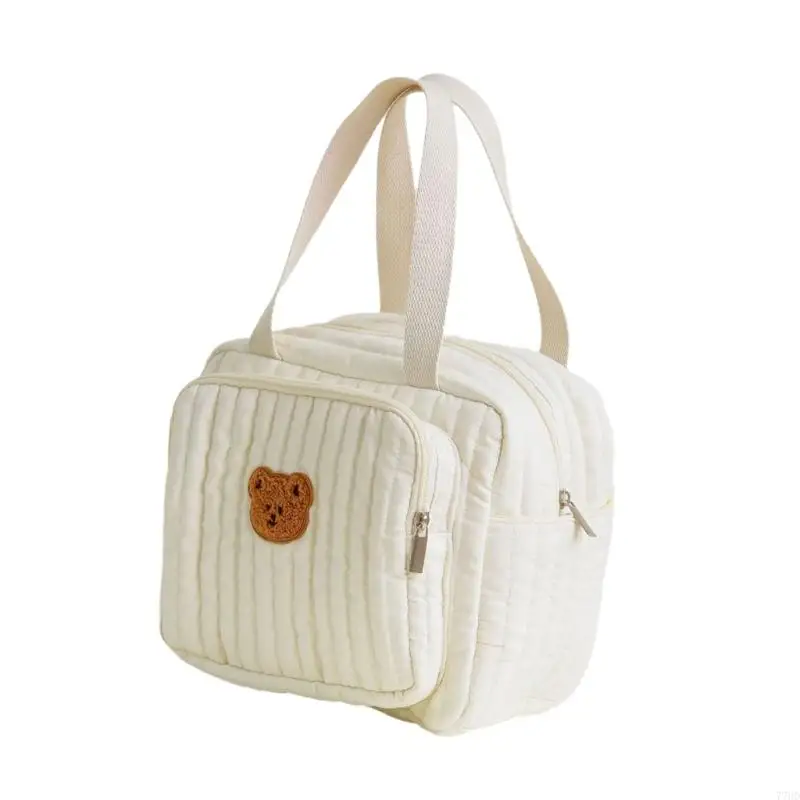 77HD Embroidered Quilted Mom Bag Pram Hanging Diaper Bag for Women Crossbody Bag Travel Bag Large Capacity Shoulder Bag