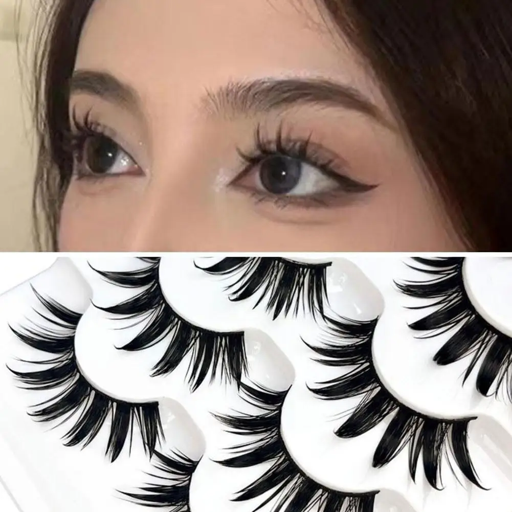 Faux Cils 3D en Faux Vison Fait à la Main, Support Thaïlandais, Allongés, Épais, Confortables, Grands Yeux, Maquillage, Cosmétiques, 5 Paires