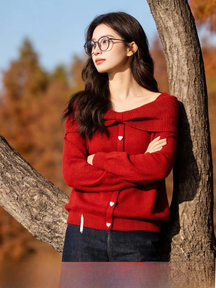 

Spring 2026 Large Size Square Collar Knitted Sweater Women's Fashionable Open Cardigan Casual Style Long Sleeve round Neck Top