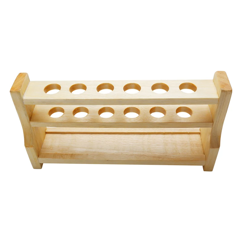 Lab Wooden Test Tube Rack Color Colorimetric Tube Rack 6 and 12 Holes 10ml 25ml 50ml 100ml