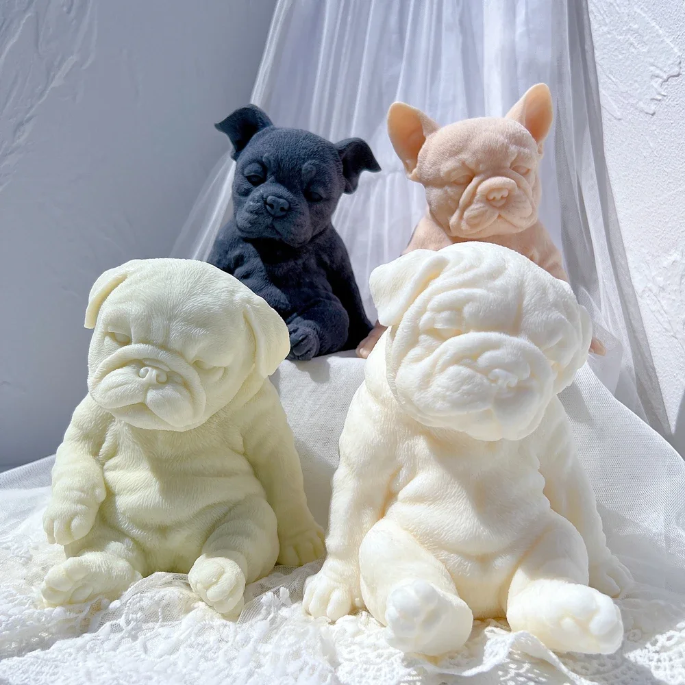 

Pug Dog Lover Home Decor Sitting Sleeping French Bulldog Puppy Candle Mold Animal Boston Terrier Puppies Soy Wax Silicone Mould