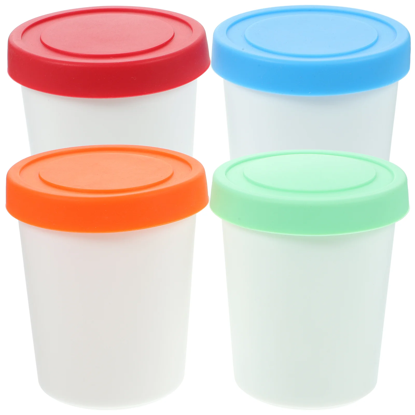 

4 Pcs Ice Cream Cup Silicone Dessert Cups Lidded Bucket Freezer Storage Containers Food Grade Non Stick
