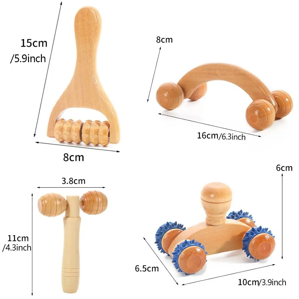 Therapy Neck Shoulder Muscle Pain Relief Wooden Massage Roller Muscle Roller Sticks Trigger Point Massager Body Massage Tool