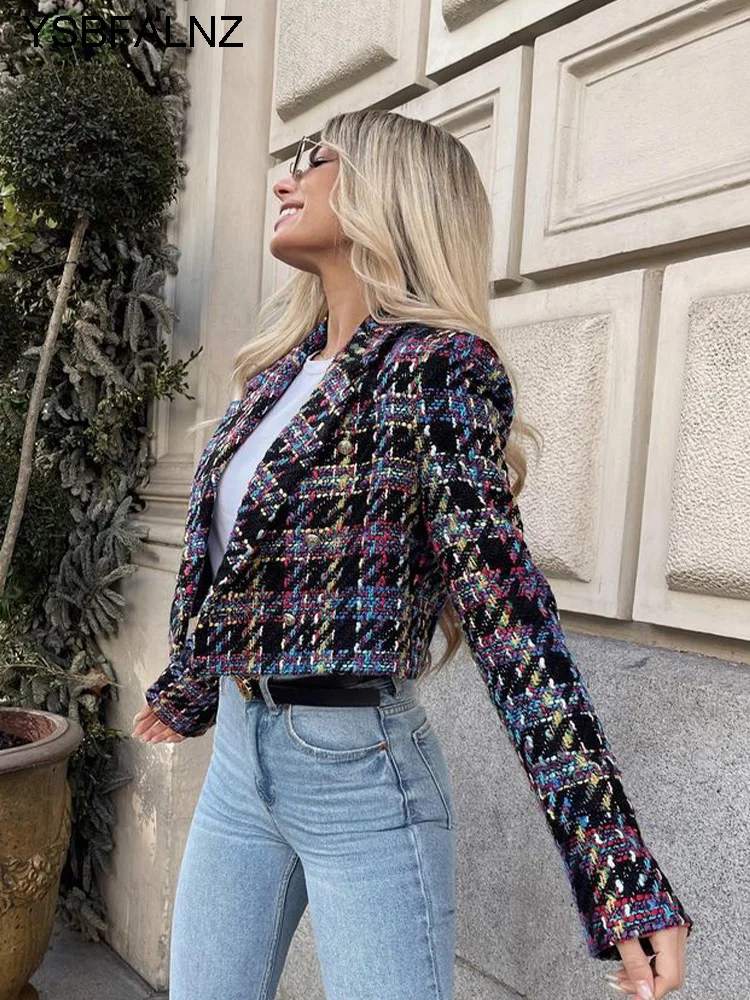 2024 Tweed Blazers Suit Outerwear Spring Coats Long Sleeve Tops Fashion Jackets Tailored Women Coat Multicolor Cropped Clothing